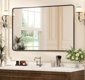 Black Metal Framed Bathroom Mirror $99.99 Retail - Brand New