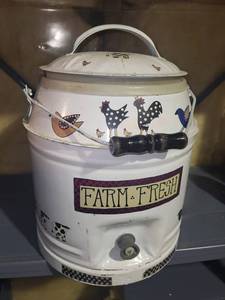 Farm Fresh Decorative Milk Can Canister With Lid & Spigot