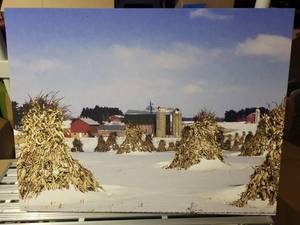 Framed Canvas Wall Art 34 X 24 Farm Scene