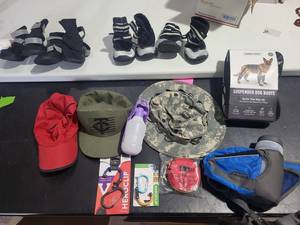 Mixed Dog Gear Lot - Canada Pooch Boots, Heroclip Clips & Hats
