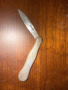 Antique Hallmarked Folding Fruit Pocket Knife Engraved Handle 4.75in