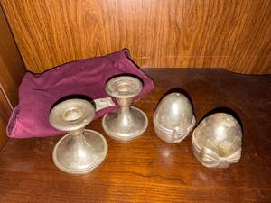 Silver Plated Decor Lot Candlesticks Egg Trinket Boxes China