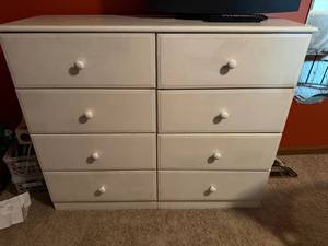 White 8 Drawer Dresser Chest Painted Wood Bedroom Storage 47x39in