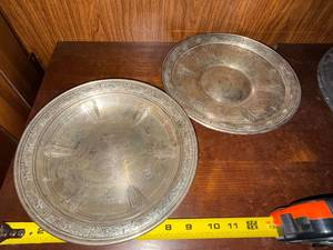 Pair Vintage Sterling Silver Sevilla 9in Plates Bowls Pat 1927