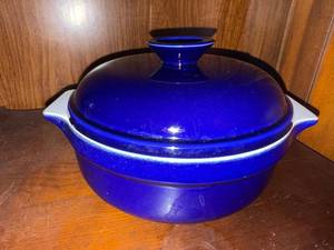 Emile Henry Covered Casserole 2.5 Qt Cobalt Blue Ceramic Dish