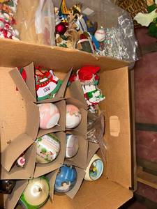 Vintage Christmas Ornament Lot Satin Balls Felt Figures Icicles Mixed