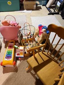 Childrens Toy Lot w Little Tikes Xylophone Rocking Chair & Horse
