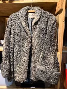 Robert Wallace Curly Lamb Fur Jacket Gray Vintage Women��s Coat