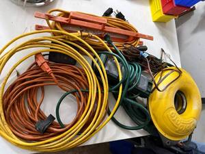 Mixed Extension Cord Lot w Cordpro Reel Outdoor Power Accessories