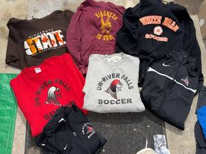 7 Pc Sweatshirt Lot UW River Falls Soccer Nike White Bear Minnesota