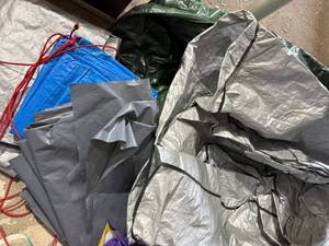 Mixed Lot Utility Tarps Outdoor Covers Green Blue Gray Silver Good