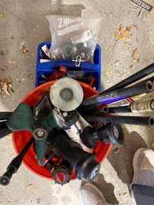 Toro Orbit Rain Bird Sprinkler Repair Parts Lot w Bucket & Tote