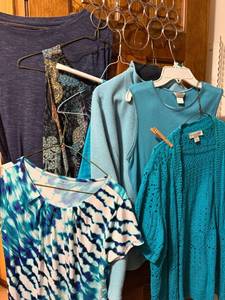 Womens Blue Teal Tops Cardigan Fleece Mixed Clothing Lot of 7