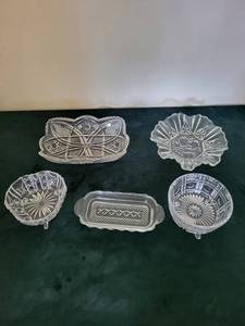 Assorted Clear Crystal Glass Bowls & Dishes (Lot of 5)