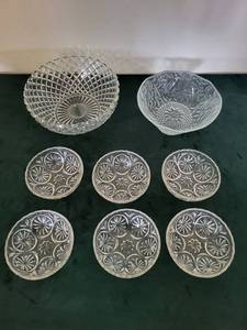 Crystal Cut Glass Bowls - Assorted Patterned Dessert Bowls Set