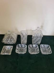 Assorted Clear Crystal Glass Dishes with Lids - Square & Rectangular Candy Dishes
