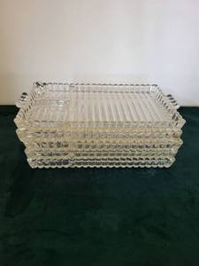 Assorted Clear Glass Rectangular Serving Trays with Bead Edge (Set)