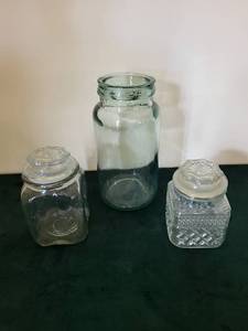 Vintage Glass Canister Jars with Lids (Lot of 3)