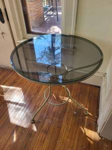 Round Glass Table with Metal Frame - 28-Inch Diameter