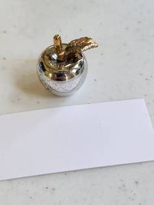 Apple Silver Tone Ornament place card holders with Gold Leaf Accents (Boxed Set)