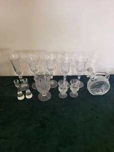 Crystal Decanter with Stopper - Etched Goblets & Glassware Set