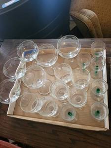 Grapevine Etched Glass Goblets & Stemware - Assorted Set