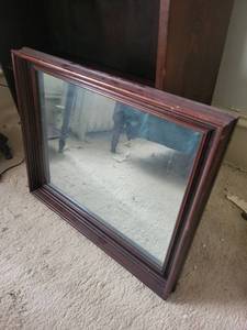 Wood Frame Wall Mirror - Large Rectangular with Decorative Moldings