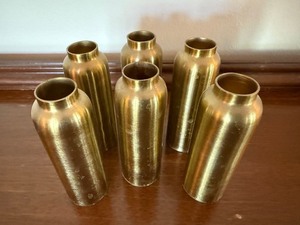 CB2 Bronn Brass Medium Taper Holders Set of 5 Brushed Finish