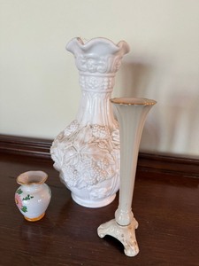 Lenox & Ceramic Bud Vase Lot White Floral Italy Mini Vases 3 Pc