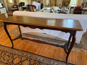 Vintage Mahogany Finish Console Sofa Table Queen Anne Style Good