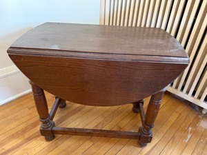 Vintage Gate Leg Drop Leaf Side Table Oval Oak Finish 29x24x20