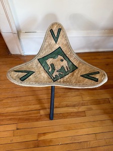 Vintage African Style Tripod Stool Hide Seat Elephant Motif Chair