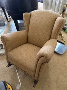 Vintage Wingback Upholstered Rocking Chair Beige Patterned Good