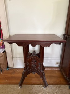 Antique Victorian Eastlake Walnut Parlor Table on Casters 28x19x29