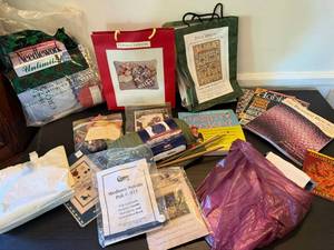 Needlework Craft Supply Lot Ehrman Erica Wilson Kits Books Yarn
