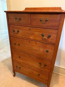 Antique Wood Chest of Drawers Dresser 6 Drawer 30x18x48 Good