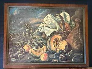 Vintage Framed Still Life Fruit Wall Art Print 24x18 Distressed
