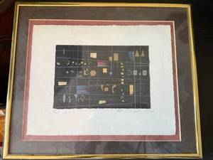 Signed Abstract Geometric Limited Edition Print 5780 Framed