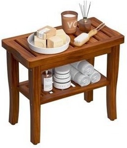 Teak Shower Bench with Storage Shelf $69.99 Retail - Brand New