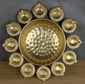 Decorative Urli Bowl with Tea Light Holders $99.99 Retail - Brand New