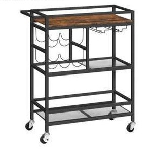 MAHANCRIS 3 Tier Rolling Bar Cart with Wine Rack $40.99 Retail - Brand New