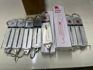 Lot of 6 Ohaus 8008-MN Spring Scales Mechanical Pull Scales Measures WeightForce in Grams  Newtons Up To 5000g50N No Batteries Needed Durable Hook Design Great For classrooms, science labs, fishing, &amp workshop use