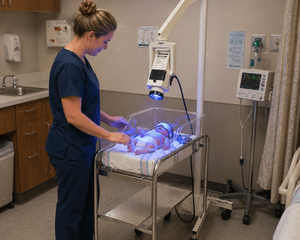 MSRP $3,000 Ohmeda 6600-0287-901 Phototherapy Light II Neonatal Jaundice Treatment System, Adjustable Mobile Stand, Blue Light Therapy Lamp, NICU, Pediatric, Veterinary Clinics &amp Medical Training Labs