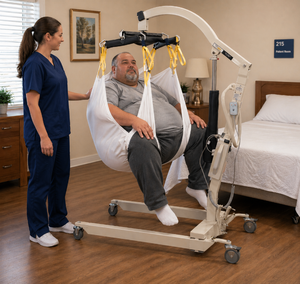 MedCare MAX-600 Lift-N-Weigh Bariatric Electric Patient Lift 600 lb Capacity Floor Lift Adjustable Base Emergency Stop Manual Lowering 24V Battery Powered Safe Transfers  Weighing Perfect For Hospitals Nursing Homes Rehab &amp Home Care