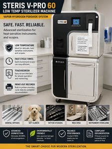MSRP $45,000 STERIS V-PRO 60 Low Temp Sterilizer Machine Vapor Hydrogen Peroxide System For disinfecting heat-sensitive toolsscopes Fast Cycles, Touchscreen  Printout Records Requires new sterilant cup (readily available online)