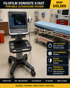 MSRP $45,000 Fujifilm SonoSite S-FAST Portable Ultrasound System Built For FAST Trauma Scans Quick Emergency Presets Rugged Drop-Tested Design Perfect For EMTEMS Response, Vet Imaging, Mobile Clinics &amp On-The-Go Diagnostics - Works Great&nbsp