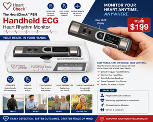 MSRP $200 HeartCheck PEN Handheld ECG Heart Monitor Pocket Size Device Gives 30 Second Heart Rhythm Readings Stores Up To 20 Tests  USB Download Great For checking irregular heartbeat, tracking heart health at home, travel, gym use &amp peace of mind