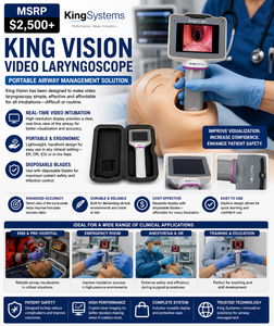 MSRP $2,500  King Vision Video Laryngoscope by King Systems, Portable Intubation Device wDisplay Screen &amp Case, Airway Management Tool for EMS ER Anesthesia Hand-held screen that helps doctors see clearly while placing breathing tubes