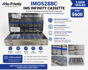 MSRP $600 3 NEW Sealed Hu-Friedy IMS Infinity Dental Sterilization Cassette Stainless Steel Instrument Holder Tray Holds Up To 20 Tools Locks Shut Autoclavable Great For dental offices, vet dentistry, tattoo tools, PMU supplies &amp hygiene kits