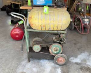 Old Style Air Tank with Compressor on Shop Cart